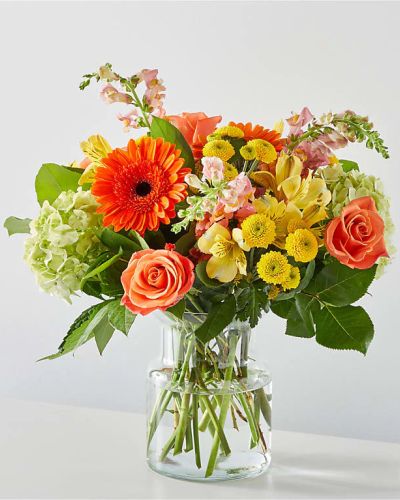 The spirit of a sunny autumn day in a beautiful bouquet.
<ul>
<li>Our florists hand-design each arrangement, so colors, varieties and container may vary due to local availability</li>
</ul>