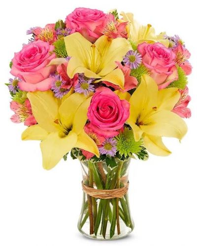 <hr />
<hr />
<strong>Celebrate them with this vibrant mix of colorful flowers, guaranteed to make anyone smile with delight as you wish them happy birthday.</strong>
<ul>
<li>Our florists hand-design each arrangement, so colors, varieties and containers may vary due to local availability</li>
</ul>